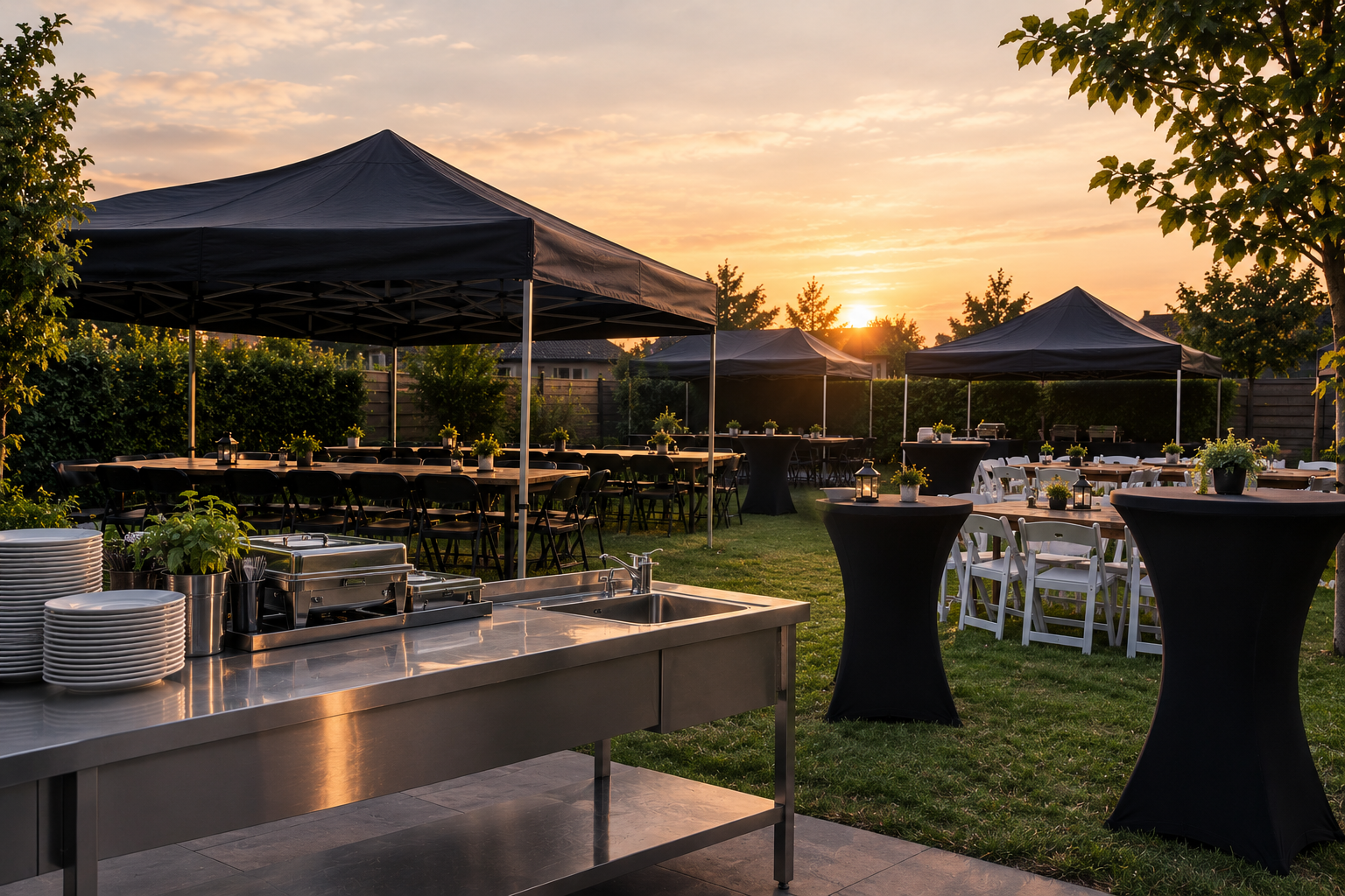 Gedekte feesttafel in warme tinten
